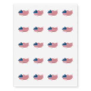 Temporary Tattoo Sheet-Patriotic USA Flag