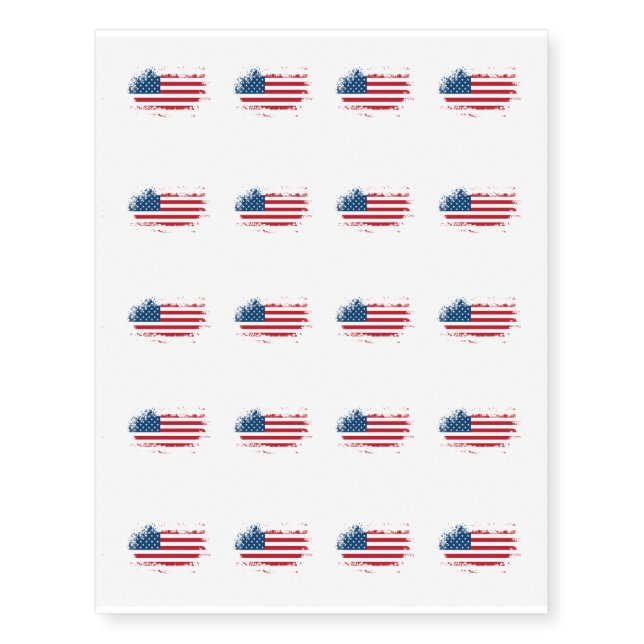 Temporary Tattoo Sheet-Patriotic USA Flag (Front)