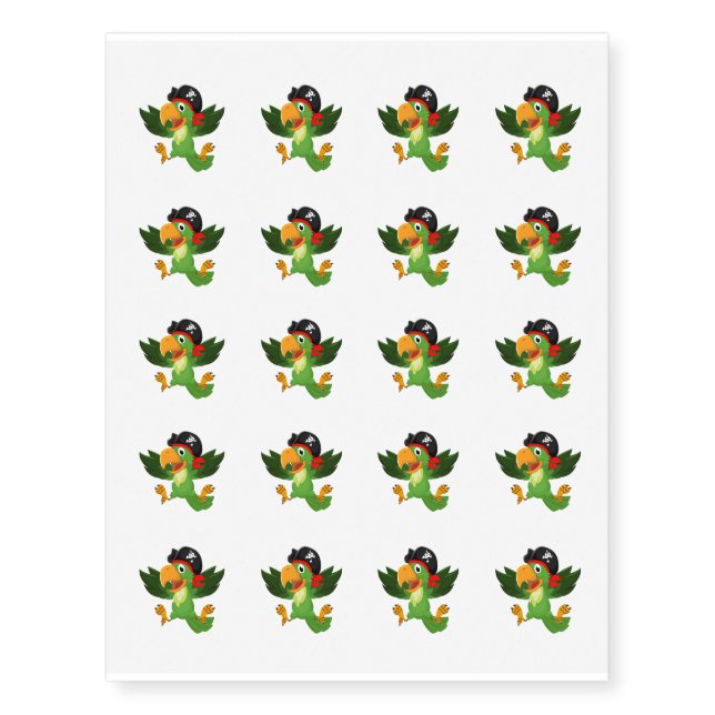 Temporary Tattoo Sheet-Pirate Parrot (Front)