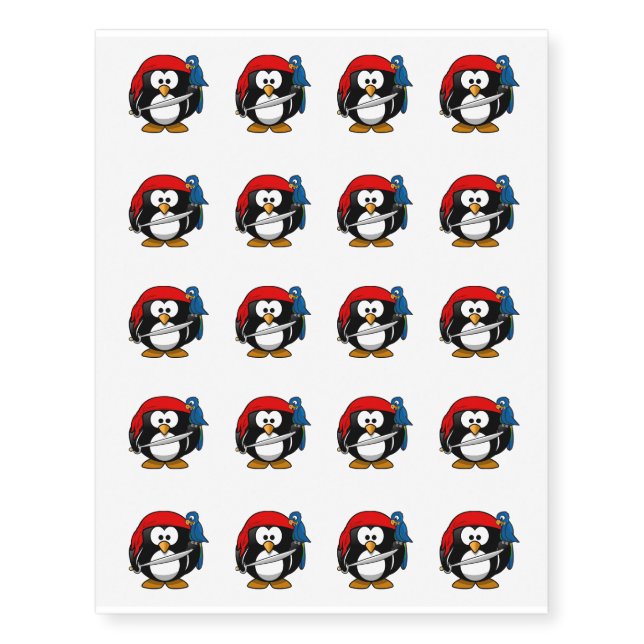 Temporary Tattoo Sheet-Pirate Penguin (Front)