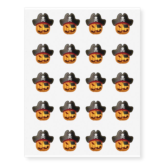 Temporary Tattoo Sheet-Pirate Pumpkin (Front)
