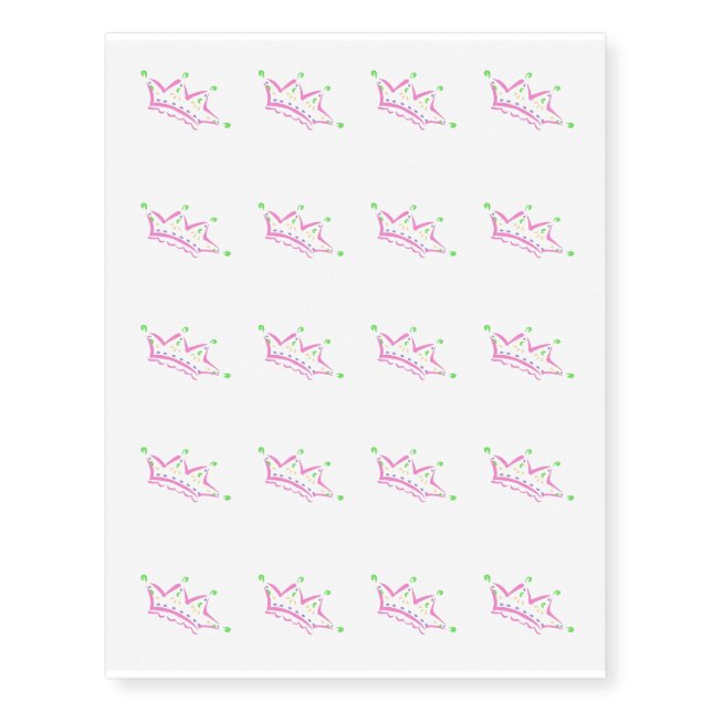 Temporary Tattoo Sheet-Princess Tiara (Front)