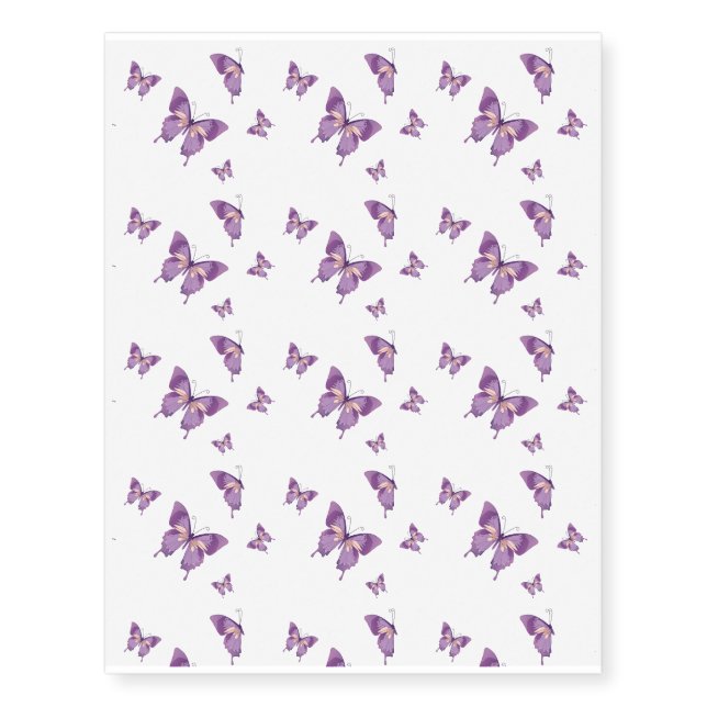Temporary Tattoo Sheet-Purple Butterflies (Front)