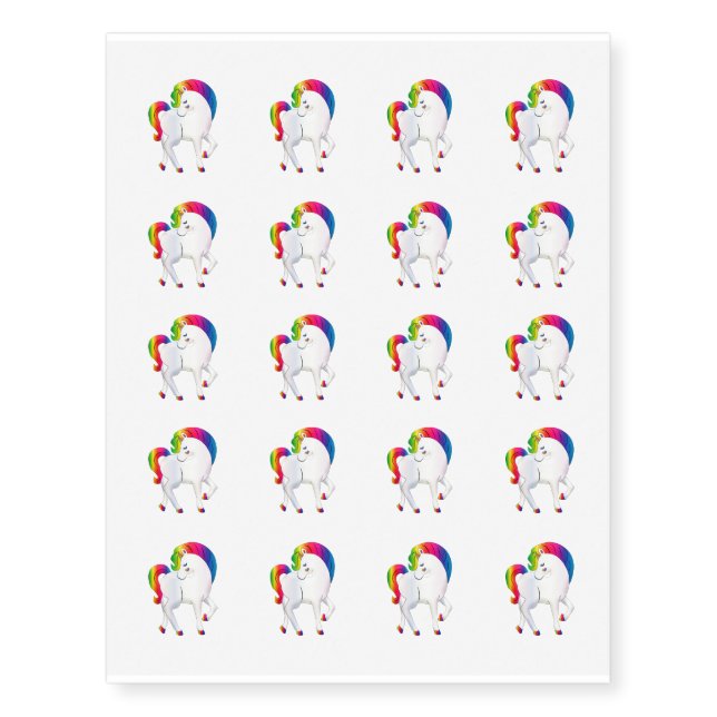 Temporary Tattoo Sheet-Rainbow Unicorn (Front)