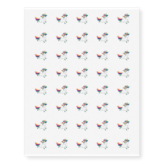 Temporary Tattoo Sheet-Rainbow Unicorn (Front)