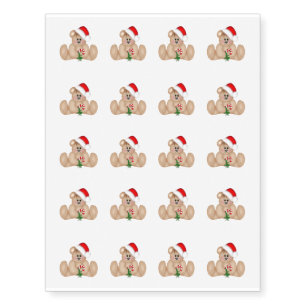 Temporary Tattoo Sheet-Santa Bear
