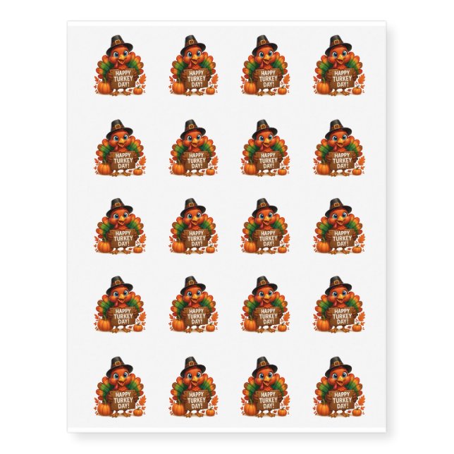 Temporary Tattoo Sheet-Turkey Day (Front)