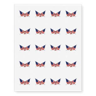 Temporary Tattoo Sheet-USA Flags