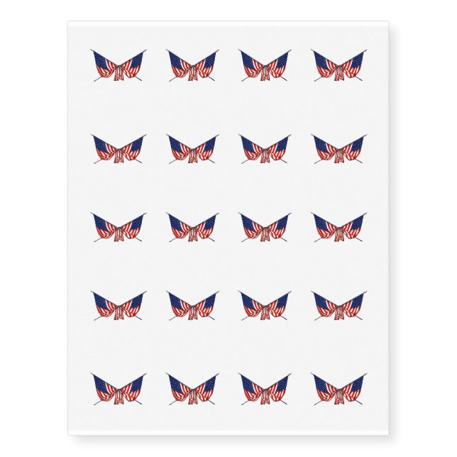 Temporary Tattoo Sheet-USA Flags (Front)