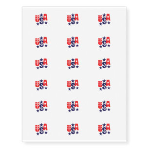 Temporary Tattoo Sheet-USA Stars