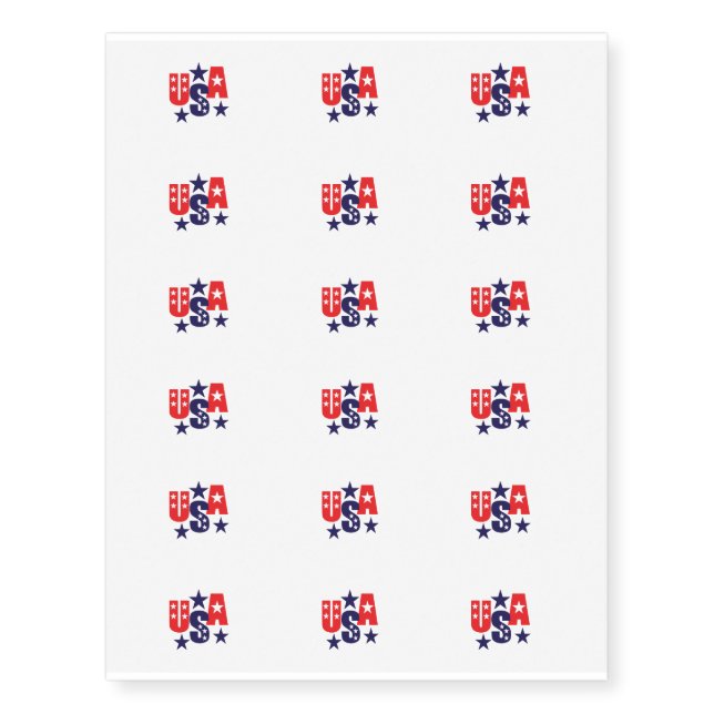 Temporary Tattoo Sheet-USA Stars (Front)