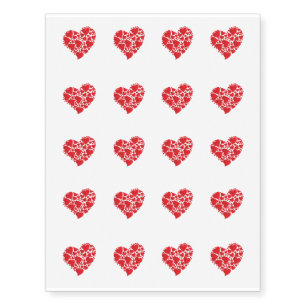 Temporary Tattoo Sheet-Valentine Hearts