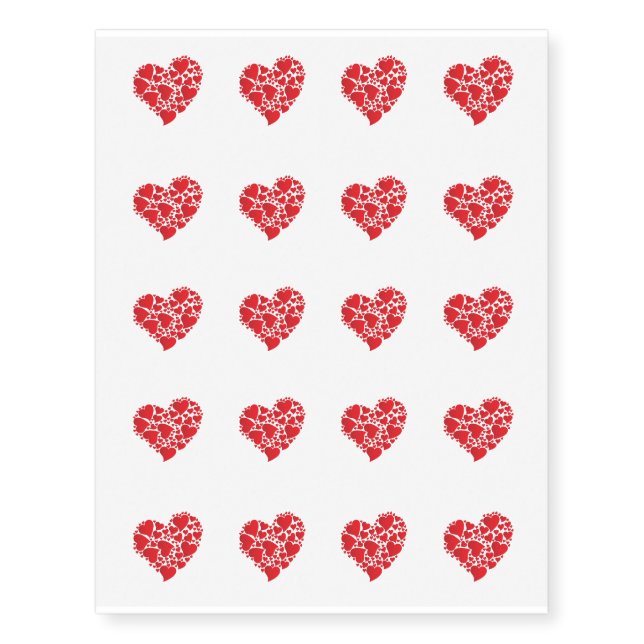 Temporary Tattoo Sheet-Valentine Hearts (Front)