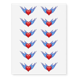 Temporary Tattoo Sheet-Valentine Hearts
