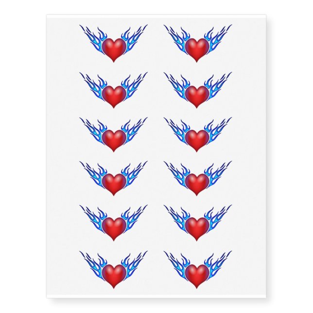 Temporary Tattoo Sheet-Valentine Hearts (Front)