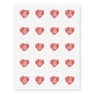 Temporary Tattoo Sheet-Valentine Hearts
