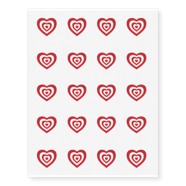 Temporary Tattoo Sheet-Valentine Hearts (Front)