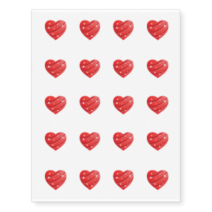 Temporary Tattoo Sheet-Valentine Hearts