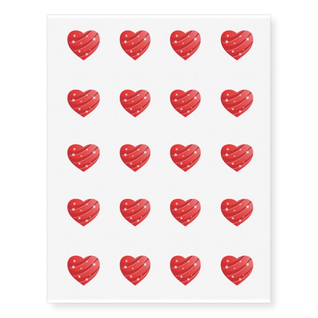 Temporary Tattoo Sheet-Valentine Hearts (Front)