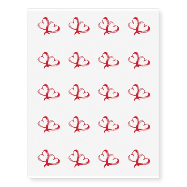 Temporary Tattoo Sheet-Valentine Hearts (Front)