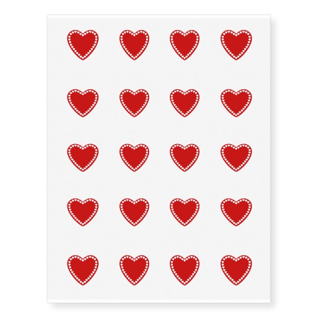 Temporary Tattoo Sheet-Valentine Hearts (Front)