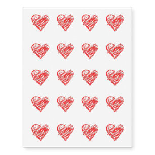 Temporary Tattoo Sheet-Valentine Hearts