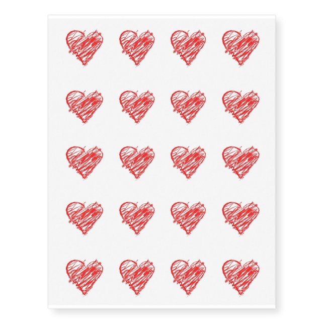 Temporary Tattoo Sheet-Valentine Hearts (Front)