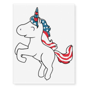 TEMPORARY TATTOO - white unicorn, stars & stripes