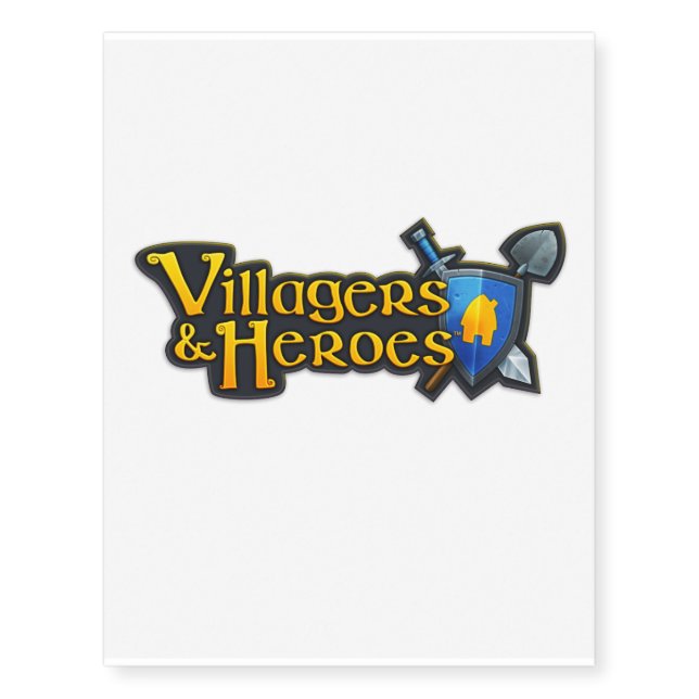 Temporary Tattoo with Villagers & Heroes logo (Front)