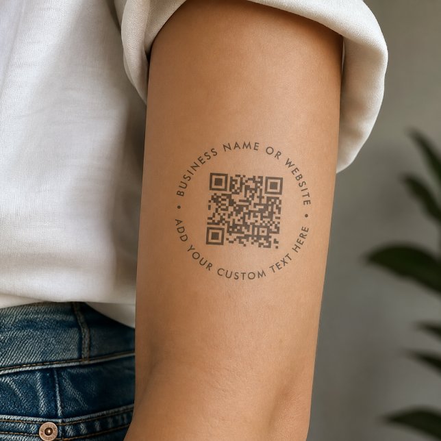 Temporary Tattoos | Custom QR Code Business Favors (Interactive editable QR code temporary tattoos to promote your business, products or services.)