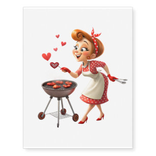 Temporary Tattoos Cute Cooking Love Red Hearts