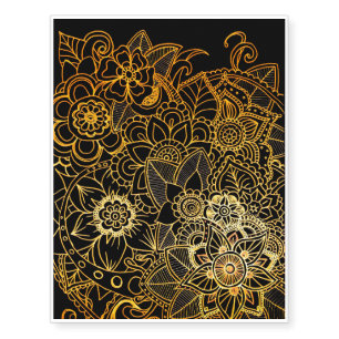 Temporary Tattoos Floral Doodle Gold G523