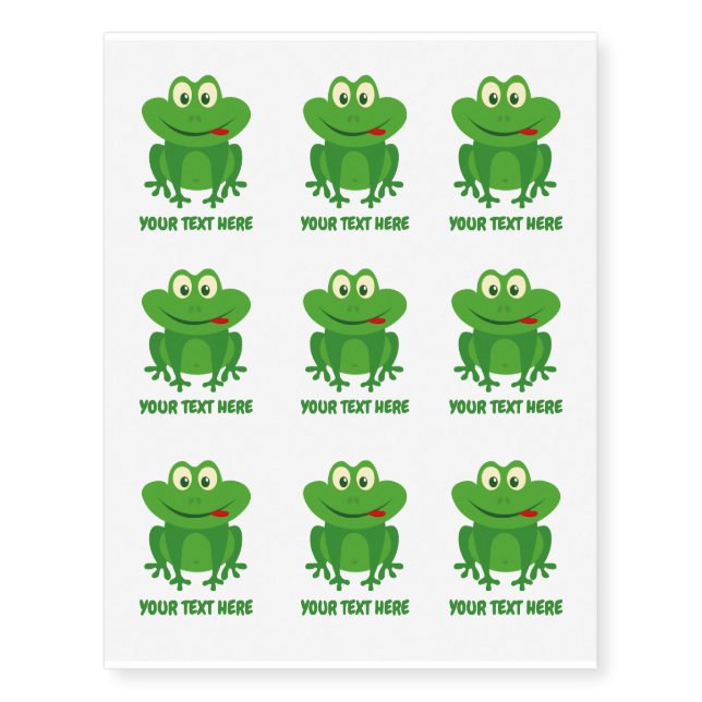 Temporary tattoos for kids with cute frog cartoon (Front)