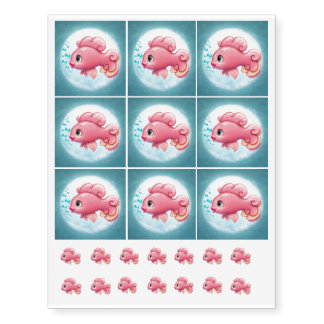 Temporary Tattoos Pink Kissy Fish