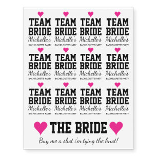 Temporary team bride bachelorette party tattoos