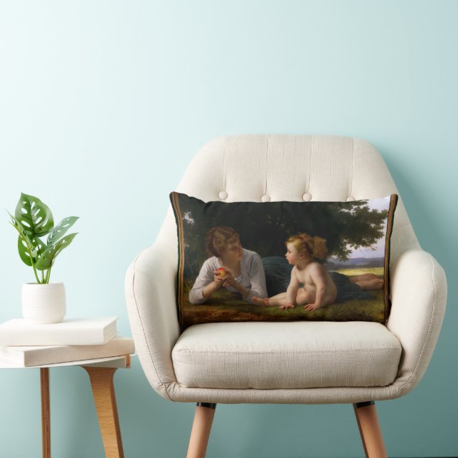 Temptation by William Bouguereau Lumbar Pillow (Chair)