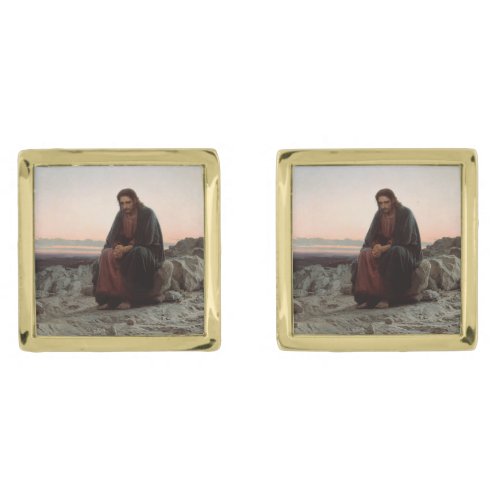 Temptation of Christ Gold Cufflinks