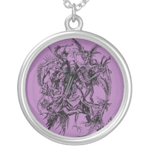 Temptation of Saint Anthony the Great Silver Plated Necklace