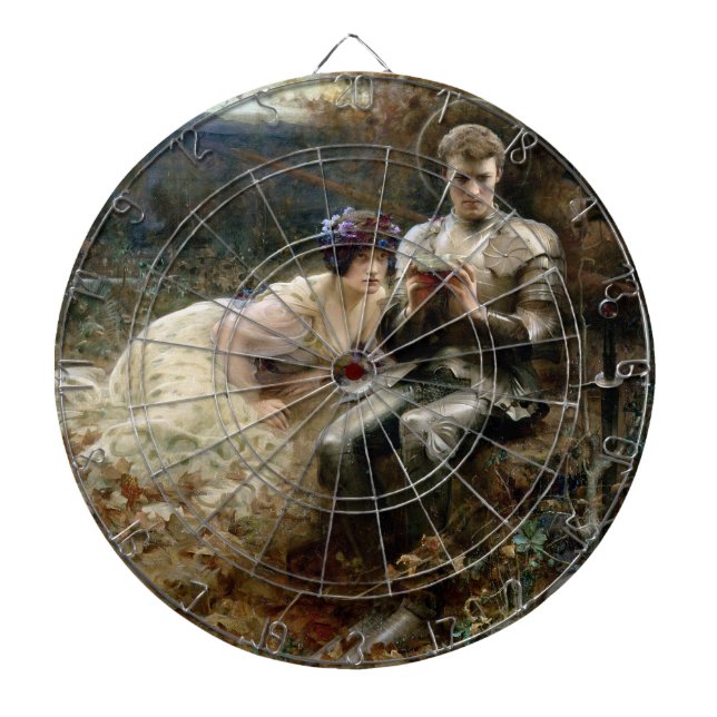 Temptation of Sir Percival (Medieval Knight) Dart Board (Front)