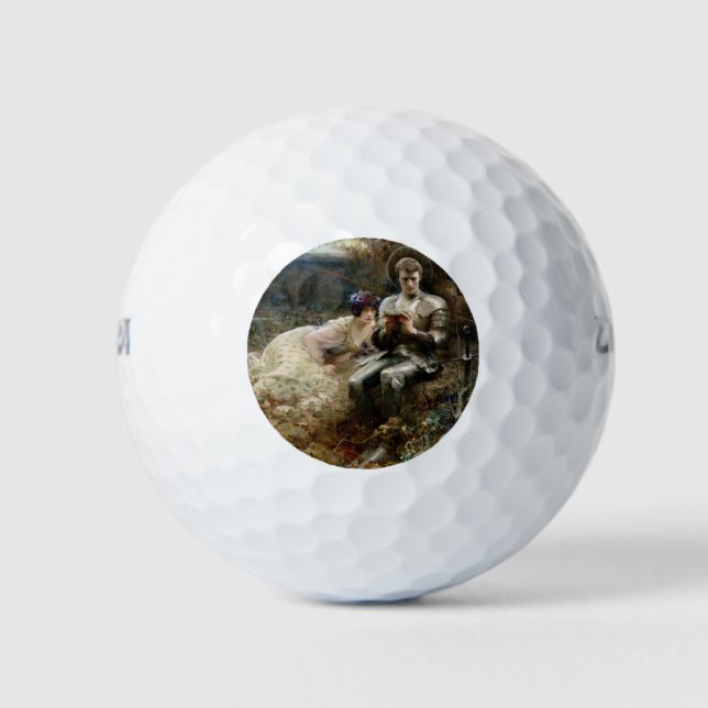 Temptation of Sir Percival (Medieval Knight) Golf Balls (Front)