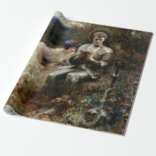 Temptation of Sir Percival (Medieval Knight) Wrapping Paper
