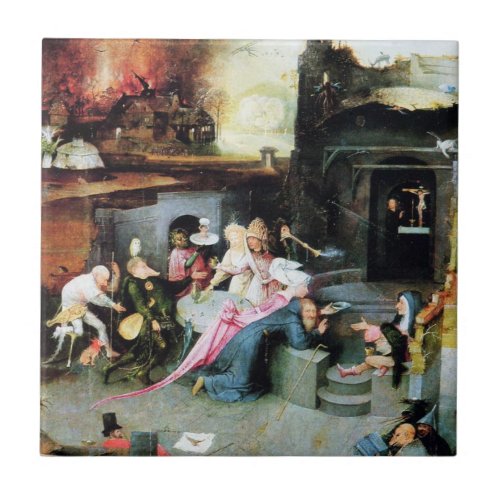 Temptation Of St Anthony By Hieronymus Bosch Ceramic Tile