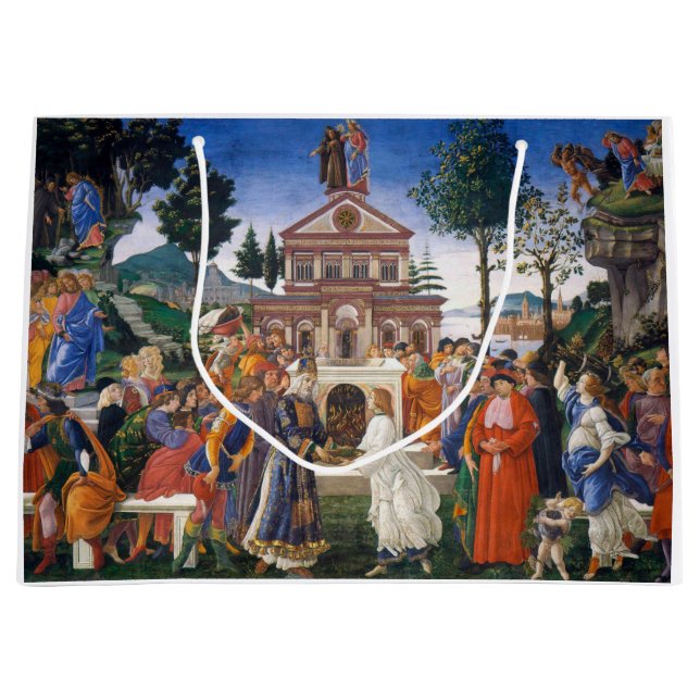 Temptations of Christ, Sandro Botticelli Large Gift Bag (Front)