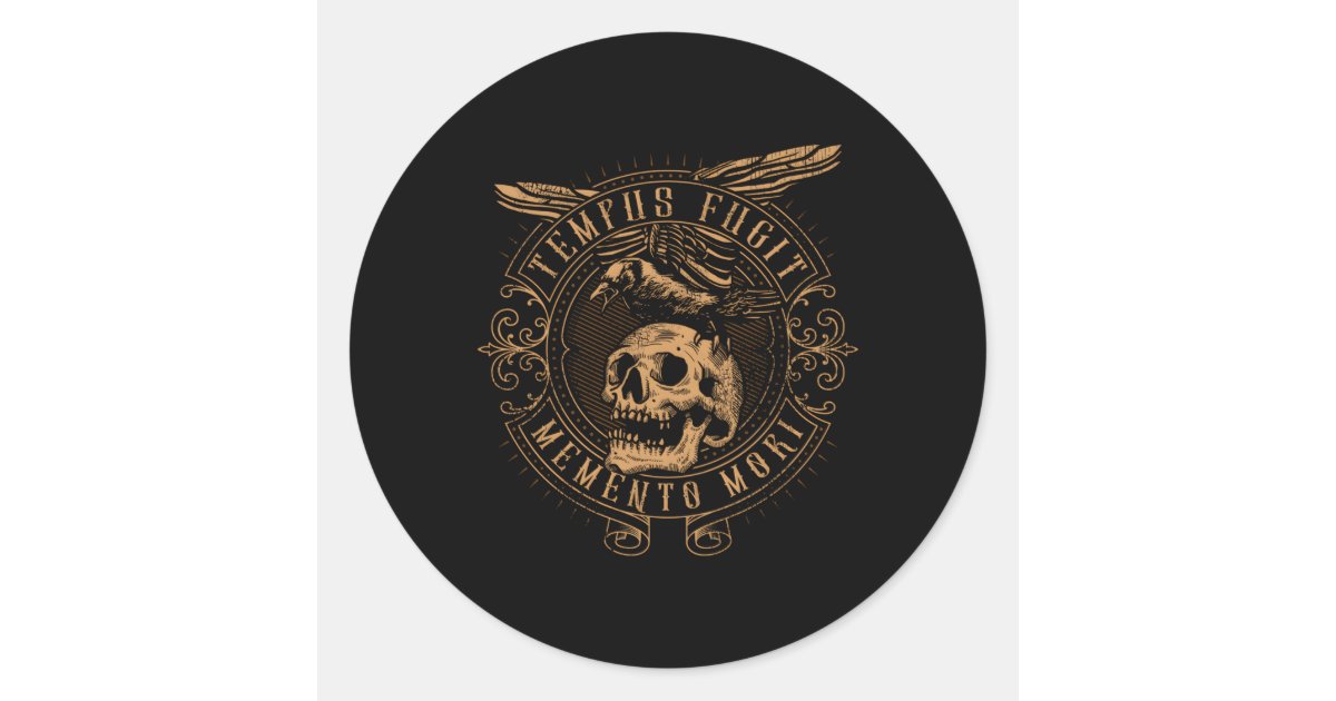 Tempus Fugit Meto Mori Latin Phrase Classic Round Sticker | Zazzle