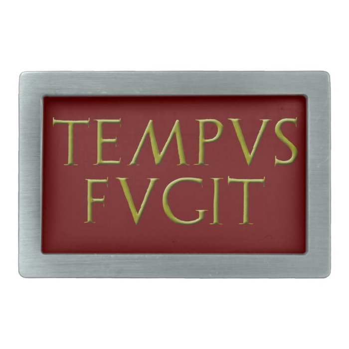 Tempus Fugit Rectangular Belt Buckle