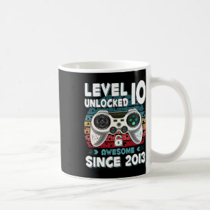 Ten 10yr Bday Son Boy Funny Gamer 10th 10 Year Old Coffee Mug
