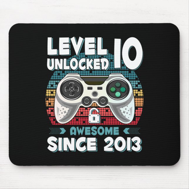 Ten 10yr Bday Son Boy Funny Gamer 10th 10 Year Old Mouse Pad (Front)