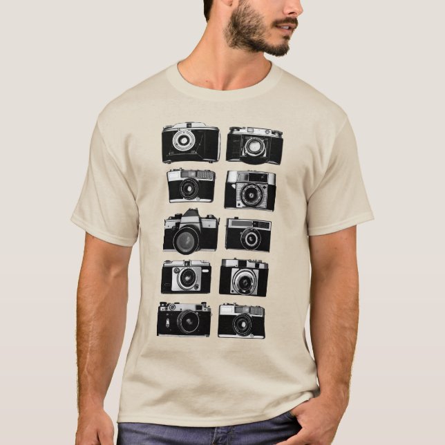 TEN 35mm RETRO PHOTO CAMERAS DESIGN T-Shirt (Front)