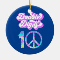 Ten Birthday Double Digits 10th Tie Dye Groovy
