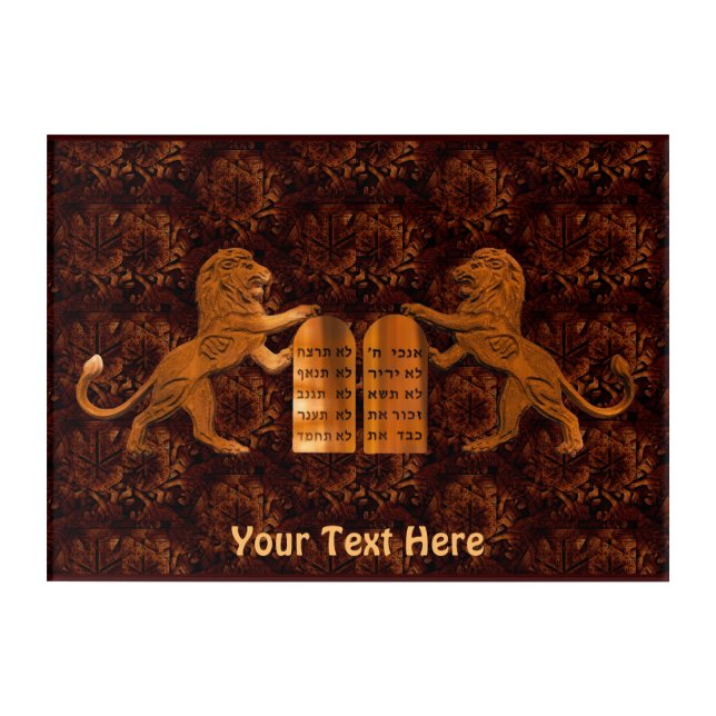 Ten Commandments and Lions Acrylic Print (Front)